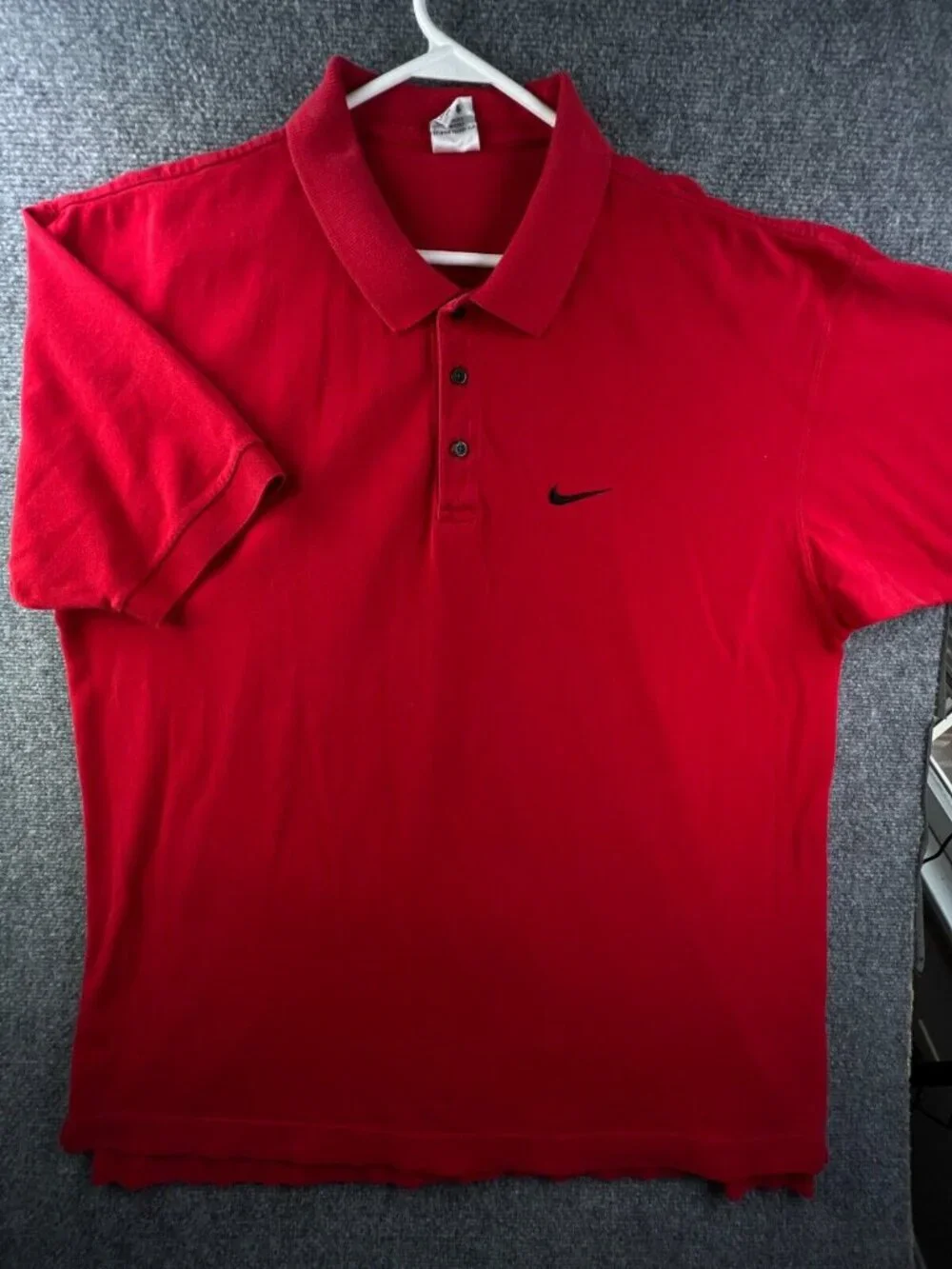VTG Nike Red Short Sleeve Polo Shirt Cotton XL Peru Men’s Black Swoosh Logo